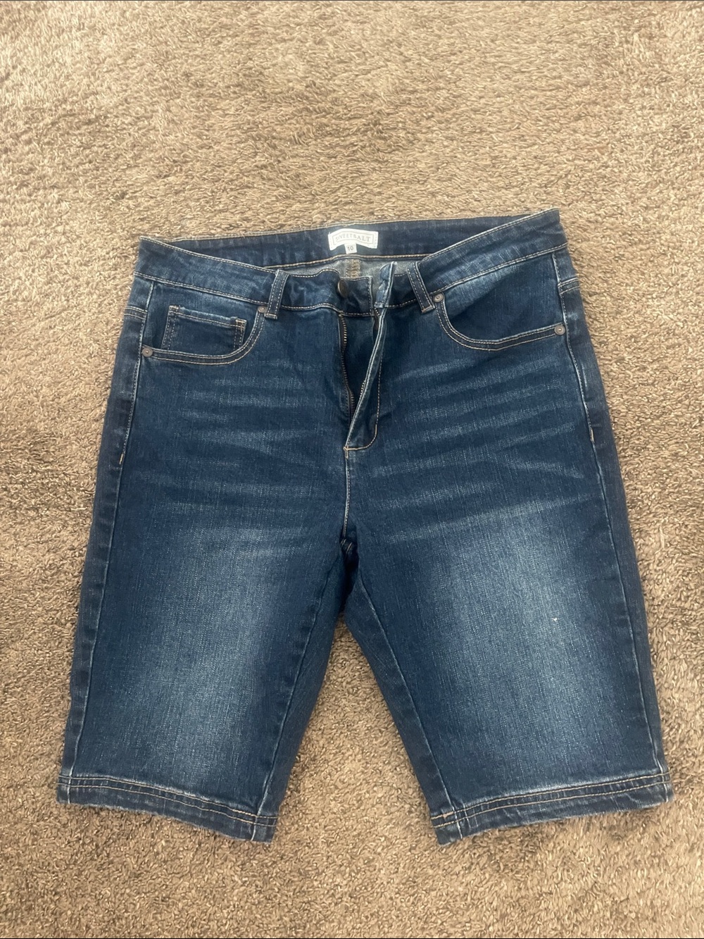 Women’s Stretch Denim Knee-Length Shorts in Dark Blue